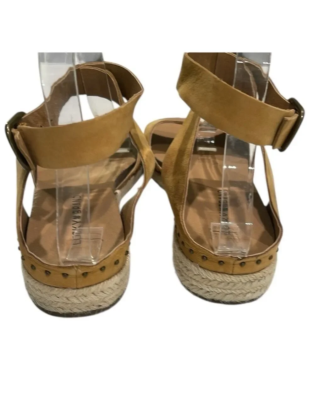 Lucky Brand Gladas Espadrille Ankle Wrap Wedge Sandal SZ‎ 8 Desert Sand